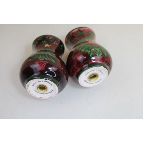 Lang & Wise Christmas Salt Pepper Set Vintage 2002 Ceramic Holiday Xmas - Picture 4 of 4